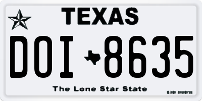 TX license plate DOI8635