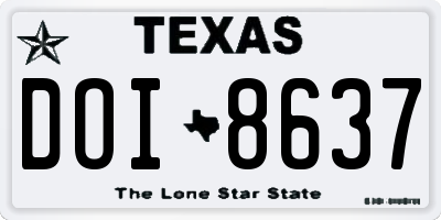 TX license plate DOI8637