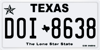 TX license plate DOI8638