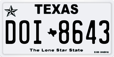TX license plate DOI8643