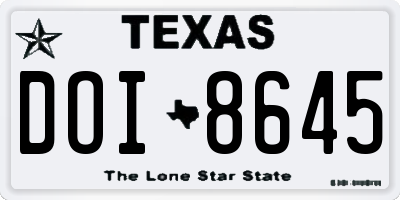 TX license plate DOI8645