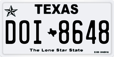 TX license plate DOI8648
