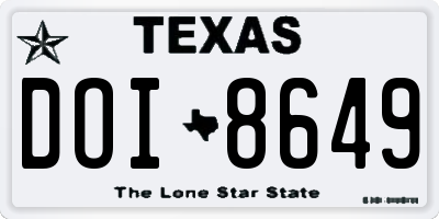 TX license plate DOI8649