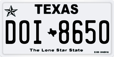 TX license plate DOI8650