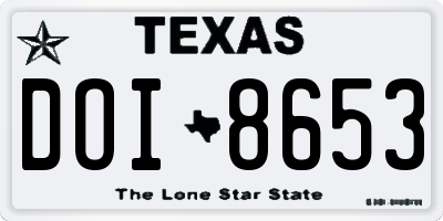 TX license plate DOI8653