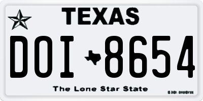 TX license plate DOI8654