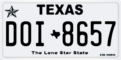 TX license plate DOI8657