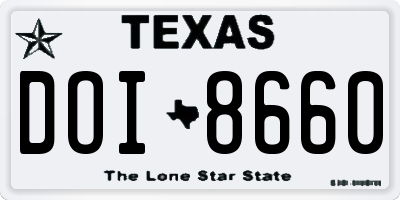 TX license plate DOI8660