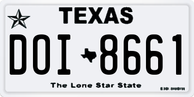 TX license plate DOI8661