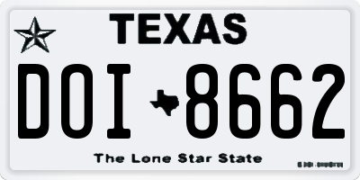TX license plate DOI8662