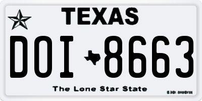 TX license plate DOI8663