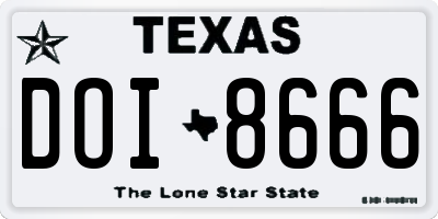 TX license plate DOI8666