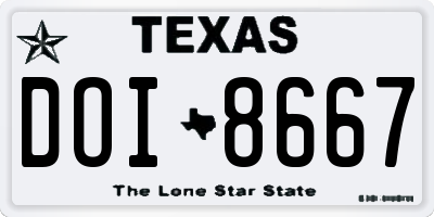 TX license plate DOI8667