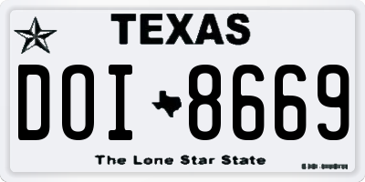 TX license plate DOI8669