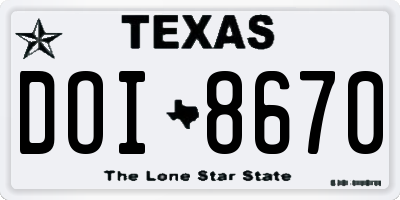 TX license plate DOI8670
