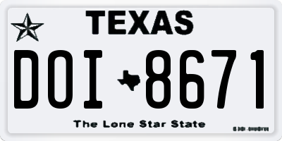 TX license plate DOI8671