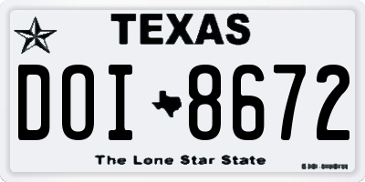 TX license plate DOI8672