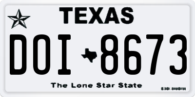 TX license plate DOI8673