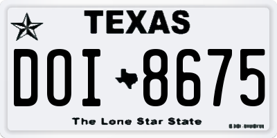 TX license plate DOI8675