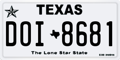 TX license plate DOI8681