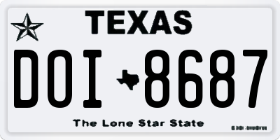 TX license plate DOI8687