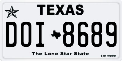 TX license plate DOI8689