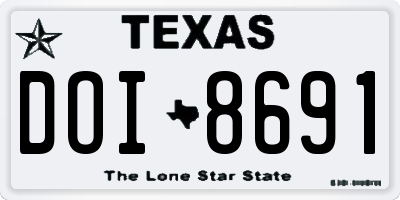 TX license plate DOI8691