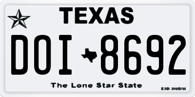 TX license plate DOI8692