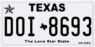 TX license plate DOI8693