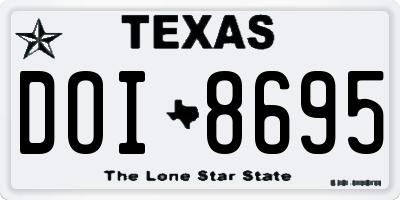 TX license plate DOI8695