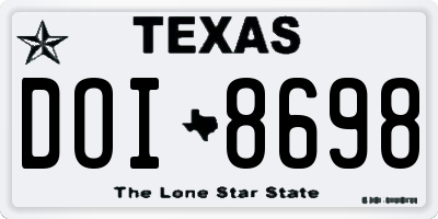 TX license plate DOI8698