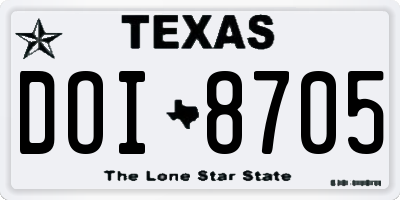 TX license plate DOI8705