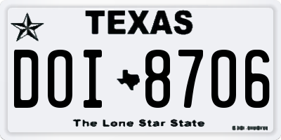 TX license plate DOI8706