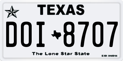 TX license plate DOI8707