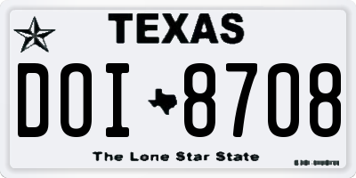 TX license plate DOI8708