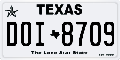 TX license plate DOI8709