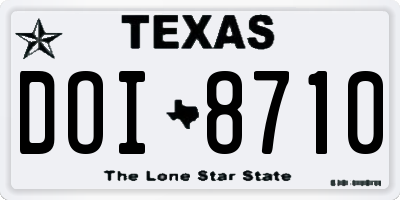 TX license plate DOI8710