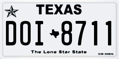TX license plate DOI8711