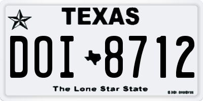 TX license plate DOI8712