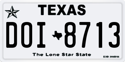 TX license plate DOI8713