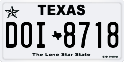TX license plate DOI8718