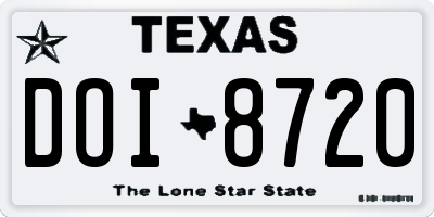 TX license plate DOI8720