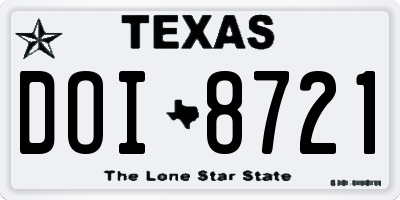 TX license plate DOI8721