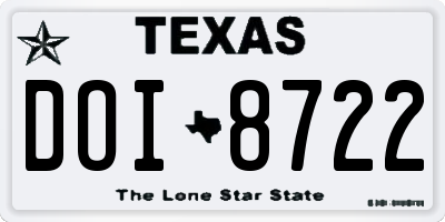 TX license plate DOI8722