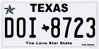 TX license plate DOI8723