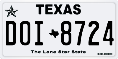 TX license plate DOI8724