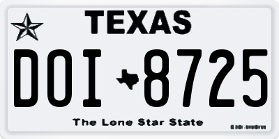 TX license plate DOI8725