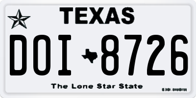 TX license plate DOI8726