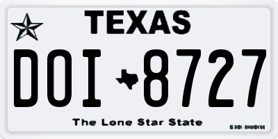 TX license plate DOI8727