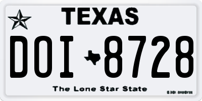 TX license plate DOI8728